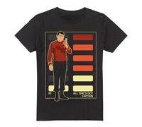 (S, Black) Star Trek Mens All She's Got Captain T-Shirt