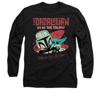 (S, Black) Star Wars Mens #1 Dadalorian Where I Go Long-Sleeved T-Shirt