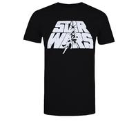 (S, Black) Star Wars Mens Retro Logo Cotton T-Shirt