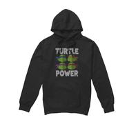 (S, Black) Teenage Mutant Ninja Turtles Mens Turtle Power Faces Hoodie