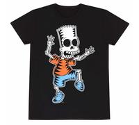 (S, Black) The Simpsons Unisex Adult Bart Simpson Skeleton T-Shirt