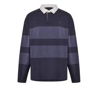 (S, Black) Timberland Mens Striped Long-Sleeved Rugby Polo Shirt