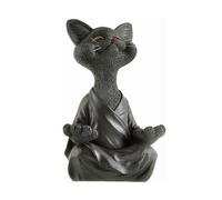 (S, Black) Whimsical Buddha Cat Figurine Resin Statue, Meditation Yoga Decoration Unique Gift For Cat Lovers And Zen Enthusiasts