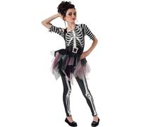 (S, Black/White) Bristol Novelty Girls Skelle Ballerina Costume