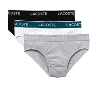 (S, Black/White/Grey) Lacoste Mens Logo Briefs (Pack of 3)