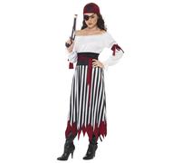 (S, Black/White) Smiffys Womens/Ladies Pirate Costume Set