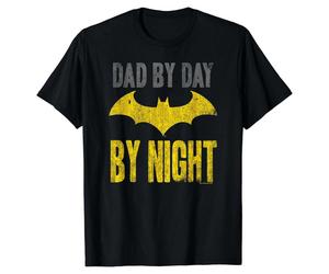 (S, Black/Yellow) Batman Mens Dad By Day T-Shirt