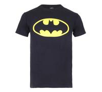 (S, Black/Yellow) Batman Mens Logo Cotton T-Shirt