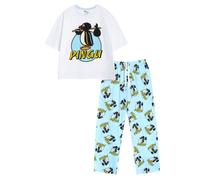 (S, Blue/White) Pingu Womens/Ladies Character Short-Sleeved Long Pyjama Set