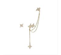 s Bracelet Charm,Ear Bone Ear Clip Integrated Octagonal Star Earring Long Stud Chain Accessory Pendant