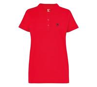 S&C - Women's Polo Short Sleeve Cotton, Solid Color, Casual Style, Pique Knit Fabric, 3 Button Collar, Designed in Spain, Slightly Fitted, See Guide, red, S