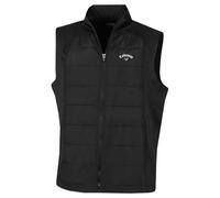 (S, Caviar) Callaway Golf Mens 2021 Full Zip Puffer Sleeveless Chevron Padded Chest Gilet