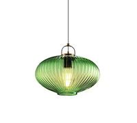 S-Cevada 30cm Green Glass Lamp Shade Pendant Light in Brass Finish, Modern Retro Loft Bar E27 Ceiling Hanging Lamp Kitchen Bedroom Salon 1-Light Chandelier