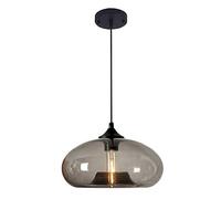 S-Cevada Industrial Vintage Colorful Glass Pendant Light Retro Loft Bar E27 Ceiling Hanging Lamp Kitchen Dining Room Bedroom Chandelier 28cm (Grey)