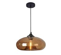 S-Cevada Industrial Vintage Colorful Glass Pendant Light Retro Loft Bar E27 Ceiling Hanging Lamp Kitchen Dining Room Bedroom Chandelier 28cm (Brown)
