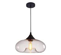 S-Cevada Industrial Vintage Colorful Glass Pendant Light Retro Loft Bar E27 Ceiling Hanging Lamp Kitchen Dining Room Bedroom Chandelier 28cm (Clear)