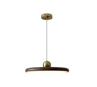 S-Cevada Modern 40cm Dimmable LED Pendant Light Fixture Vintage Walnut-Colored Metal Hanging Lamp with Gold Socket for Bedroom Kitchen Island Living Room Hallway Dining Room (Walnut-Colored, 40cm)