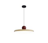 S-Cevada Modern 40cm Dimmable LED Pendant Light Vintage Metal Hanging Lamp with Colorful Socket for Bedroom Kitchen Island Living Room Hallway Dining Room (Red+Beige)