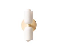 S-Cevada Modern Glass Double-Cylinder Wall Sconce with White Glass Shades and Round Metal Base, Compatible with E14 Bulb,Wall Lamp for Bedroom,Living Room,Entryway (Cream)