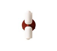 S-Cevada Modern Glass Double-Cylinder Wall Sconce with White Glass Shades and Round Metal Base, Compatible with E14 Bulb,Wall Lamp for Bedroom,Living Room,Entryway (Red)