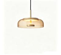 S-Cevada Modern LED Pendant Light with 3-Color Temperature, 12W Dome Glass Hanging Light Fixture with Metal Accents for Kitchen Island, Dining Room, Bedroom and Hallway (Amber)