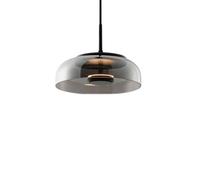 S-Cevada Modern LED Pendant Light with 3-Color Temperature, 12W Dome Glass Hanging Light Fixture with Metal Accents for Kitchen Island, Dining Room, Bedroom and Hallway (Gray)