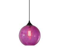 S-Cevada Simple Glass Ball Pendant Light, Industrial Vintage E27 Loft Bar Ceiling Hanging Lamp, 1-Light Mini Globe Chandelier for Kitchen Dining Room Bedroom (Purple)