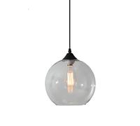 S-Cevada Simple Glass Ball Pendant Light, Industrial Vintage E27 Loft Bar Ceiling Hanging Lamp, 1-Light Mini Globe Chandelier for Kitchen Dining Room Bedroom (Clear)