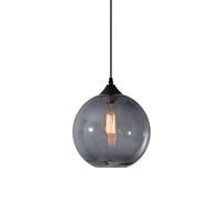 S-Cevada Simple Glass Ball Pendant Light, Industrial Vintage E27 Loft Bar Ceiling Hanging Lamp, 1-Light Mini Globe Chandelier for Kitchen Dining Room Bedroom (Grey)