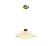 S-Cevada Vintage 32cm White Glass Pendant Light Modern Spherical Hanging Lamp with Gold Metal Socket for Kitchen Island Dining Room Bedroom Living Room Hallway (32cm)