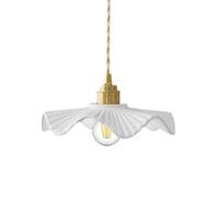 S-Cevada White Wavy Ceramic Pendant Light Shade,Vintage E27 Brass Loft Bar Ceiling Hanging Lamp,Dining Room Bedroom Mini Chandelier (1-Light)