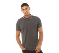 (S, Charcoal) Bench Mens Gruff Short Sleeve Twin Tipped Polo Shirt