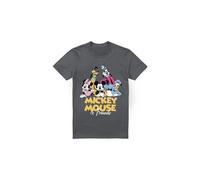 (S, Charcoal) Disney Mens Mickey Mouse Friends T-Shirt