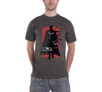 (S, Charcoal Grey) Batman Unisex Adult Distressed Logo Cotton T-Shirt