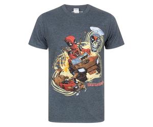 (S, Charcoal) Marvel Deadpool Mens 4x4 T-Shirt