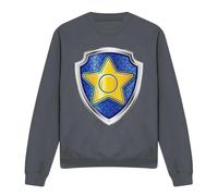 (S, Charcoal) Paw Patrol Unisex Adult Chase Badge Sweatshirt