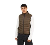 (S, Chocolate) Brave Soul Mens Chevron Quilted Padded Gilet