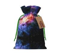 S Christmas Bag Drawstring Family Decorations â€“ Galaxy in The Universe Print Burlap Goody Wrapping Treat Gift Pouches