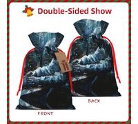 S Christmas Bag Drawstring Family Decorations â€“ Hacker Attack Print Burlap Goody Wrapping Treat Gift Pouches