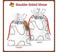 S Christmas Bags â€“ Airplane Flying Print Holiday Drawstring Gift Pouches for Xmas, Birthday, Wedding, Party Favors