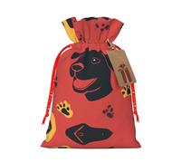 S Christmas Bags â€“ Close-up of a dog's head with a solid background Print Holiday Drawstring Gift Pouches for Xmas, Birthday, Wedding & Party Favors