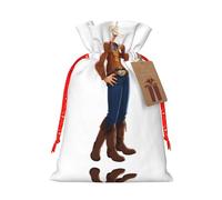 S Christmas Bags â€“ Cool cowboy man Print Holiday Drawstring Gift Pouches for Xmas, Birthday, Wedding & Party Favors