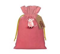 S Christmas Bags â€“ Cute little mouse Print Holiday Drawstring Gift Pouches for Xmas, Birthday, Wedding & Party Favors