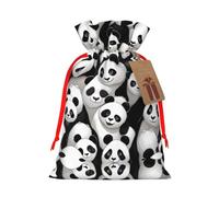 S Christmas Bags – Giant pandas huddled together Print Holiday Drawstring Gift Pouches for Xmas, Birthday, Wedding & Party Favors
