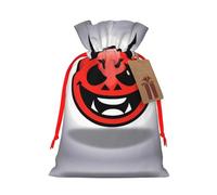 S Christmas Bags – little devil smiley face Print Holiday Drawstring Gift Pouches for Xmas, Birthday, Wedding & Party Favors