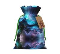 S Christmas Bags â€“ Reusable 3D Graphics Universe Space Print Xmas Party Holiday Drawstring Gift Pouches for Birthdays, Weddings