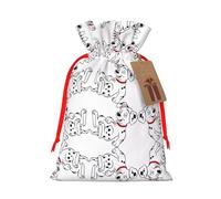S Christmas Bags – Reusable Cute Dalmatian Print Xmas Party Holiday Drawstring Gift Pouches for Birthdays, Weddings