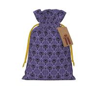 S Christmas Bags â€“ Reusable Haunted Mansion Print Xmas Party Holiday Drawstring Gift Pouches for Birthdays, Weddings