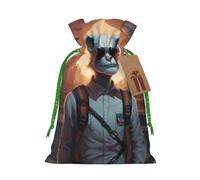 S Christmas Bags â€“ Technology Cat People Print Holiday Drawstring Gift Pouches for Xmas, Birthday, Wedding & Party Favors