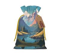 S Christmas Bags - Oil painting landscape Print Holiday Drawstring Gift Pouches for Xmas, Birthday, Wedding & Party Favors